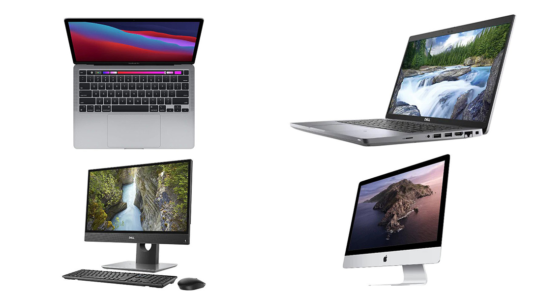 Dell and Apple laptops and desktops